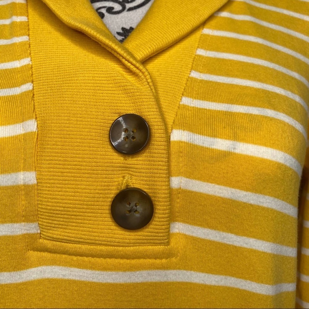 Banana Republic Yellow & White Striped, Large Collar and Button Down Front - Picture 3 of 9